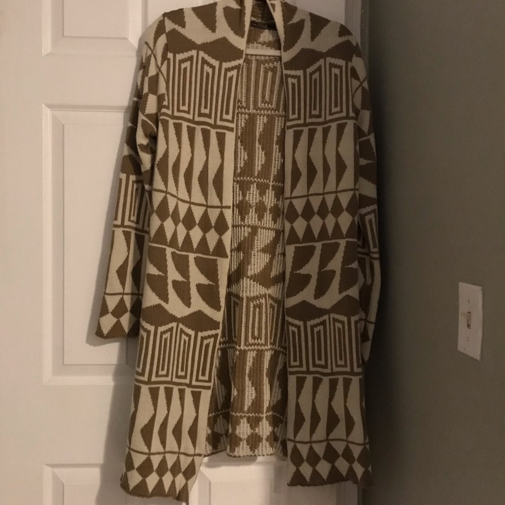 Love Stitch cream and tan long cardigan